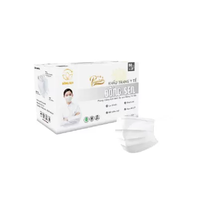 Khẩu Trang Y Tế 4 Lớp Đồng Sen Vip Trắng